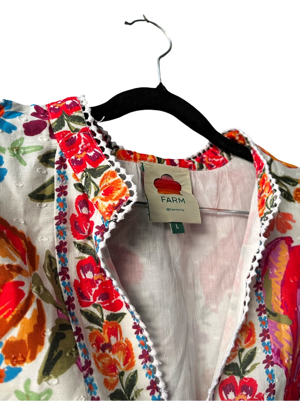 FARM Rio White Maxi Dress with Pink, Orange & Red Floral Motif - Picture 6 of 9
